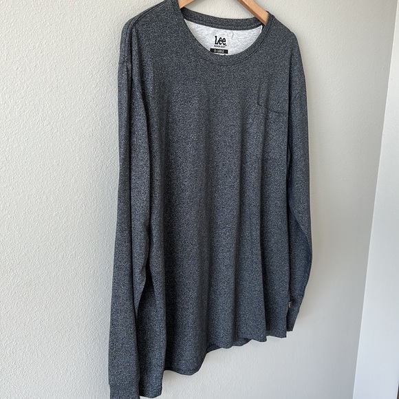 Lee Men's Long Sleeve Crewneck Tee Gray Stretchy Casual Premium Select XL - Picture 3 of 9
